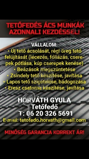 Tetőfedés Tetőjavítás 06 20 326 5691  - kép 12