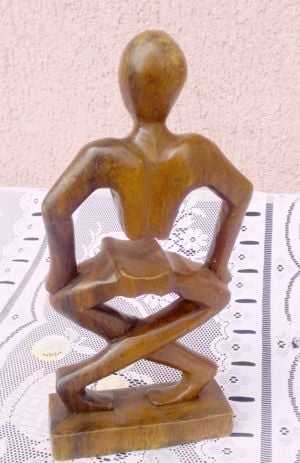 A varázsló tánca, Art Deco faragott szivartartó figura, népművészeti szobrász munka. Ritkaság - kép 2