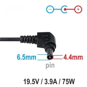 Akyga AK-ND-19 75W Sony hálózati töltő adapter 6,5x4,4mm+Cpin - kép 3