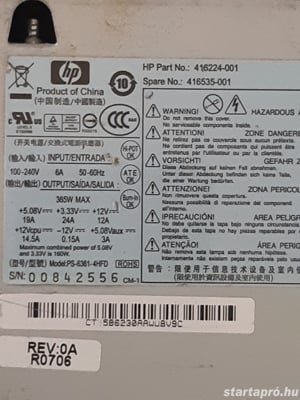 HP PS-6361-4HFD 365W számítógép tápegység működő - kép 2