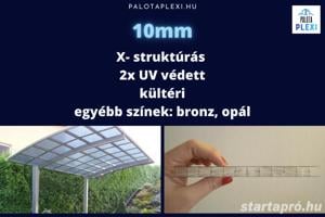 Előtető, Árnyékoló Polikarbonát lemez: 10 mm | erősített | UV védett | több színben | bruttó m2 - kép 4