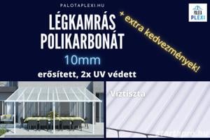 Előtető, Árnyékoló Polikarbonát lemez: 10 mm | erősített | UV védett | több színben | bruttó m2 - kép 3