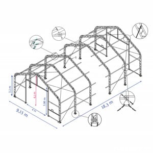 9,15 X 18,3 X 6,1 M-es profi minőségű RAKTÁRSÁTOR - kép 7