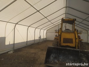 9 X 15 X 4,8 M alap minőségű SZÜRKE szélű RAKTÁRSÁTOR - kép 4