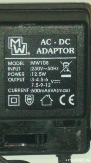 AC-DC adapter MW-108 3-12V 500mA - kép 2