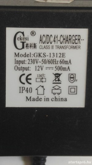 Gekesi adapter GKS-1312E 12V/500mA - kép 2