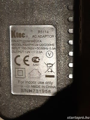 Ktec DC adapter 12V 2,0A működő - kép 3