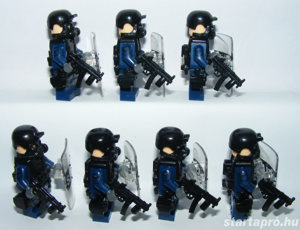 Lego Swat kommandós rendőr katonák Brickarms MP5 géppisztoly + pajzs 7db ÚJ - kép 2