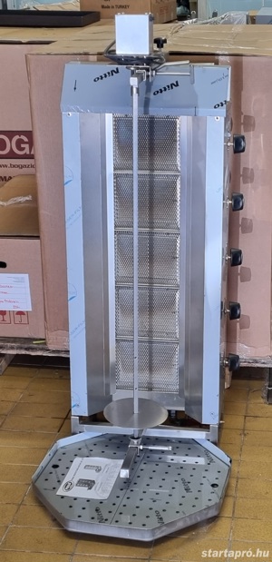 inox motoros 5 égős gyros gyrossütő gyroskészitő 70 kg hús kapacitás - kép 2