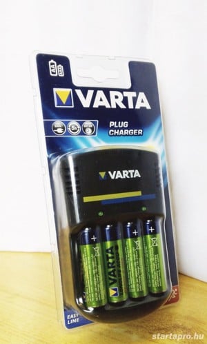 VARTA Plug Charger, Elem akkumulátor töltő + 4db 2100mAh AA, új állapot gyári csomagolásban