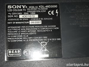 Sony KDL-46D3000 LCD TV törött kijelzős 117cm - kép 5