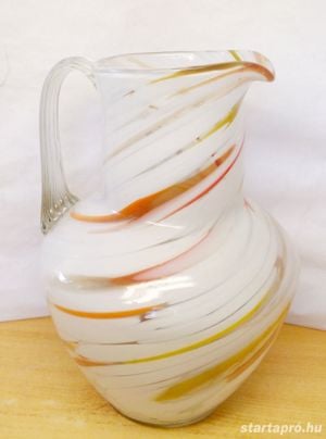 Muránói Splatter Art Glass boroskancsó márványos mintával 1950-1960-es évek ritkaság a vitrinedbe - kép 2