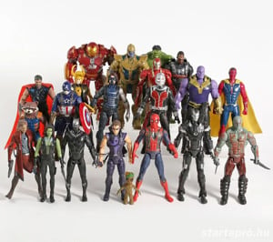 18cm Bosszuállók Avengers Szuperhős akció figurák Thanos Hulk Vasember Thor 21db műanyag figura ÚJ