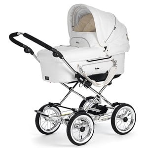 EmmalJunga Mondial De Luxe - Classic White Leatherette Pram Package