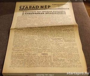 Szabad Nép 1947. május 2 irányár 6000ft óbuda használt, a képeken látható állapotban több mint 30db  - kép 2