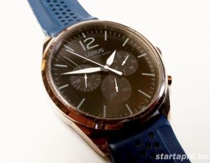 Retro férfi karóra, Lorus Chronograph Quartz méretes szilikon szíjas kiváló állapotban - kép 4