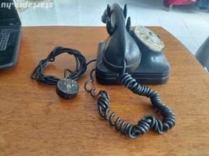 Retro bakelit tárcsás telefon régi csatlakozóval - kép 4