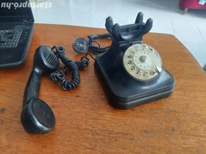 Retro bakelit tárcsás telefon régi csatlakozóval - kép 5