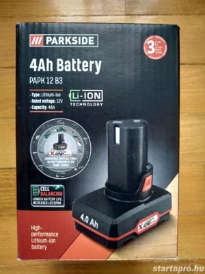 Parkside Papk 12 B3 Papk12 B3 12 Volt 4Ah 4 Ah lithium-ion akkumulátor új, bontatlan - kép 3