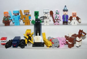 Lego Minecraft figurák Arany + Gyémánt Steve Zombie Malacember Enderman Ocelot Pig figura 