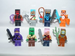 Lego Minecraft figurák Búvár Róka Ninja Zombi Falusi Nether Adventurer figura ÚJ