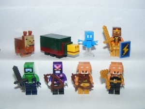 Lego Minecraft figurák Arany Lovag Kristály Lovag Láma Piglin Teknős figura 8db ÚJ