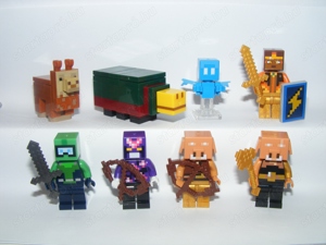 Lego Minecraft figurák Arany Lovag Kristály Lovag Láma Piglin Teknős figura 8db ÚJ - kép 2