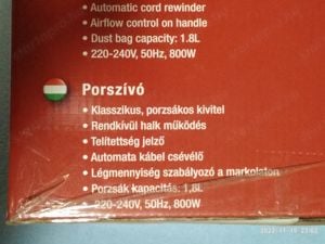 Hausmeister HM 2041 porzsákos porszívó, 800W, 1,8 liter porzsák, ÚJ, bontatlan eladó - kép 9