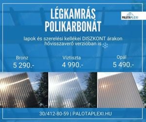 Előtető, Árnyékoló Polikarbonát lemez: 10 mm | erősített | uv védett | több színben - kép 2