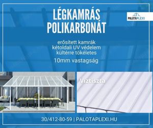 Előtető, Árnyékoló Polikarbonát lemez: 10 mm | erősített | uv védett | több színben - kép 3