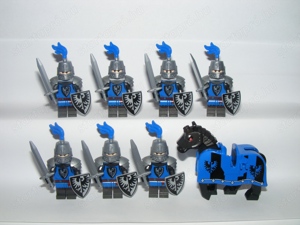 Lego Castle Lovag figurák Black Falcon katonák sereg 7db katona + harci ló - kép 3