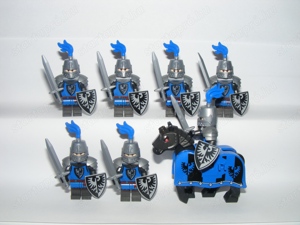 Lego Castle Lovag figurák Black Falcon katonák sereg 7db katona + harci ló - kép 4