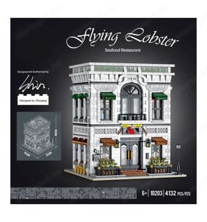 Lego komp. Creator Icons Repülő Rák Étterem Moduláris Ház 4130db LEPIN + LED ÚJ