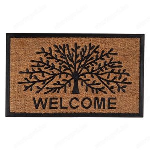 Lábtörlő fa mintával, virágokkal és madarakkal "Welcome" 75x45cm