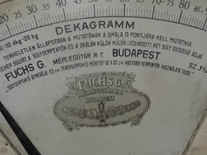 Antik FUCHS G. Mérleggyár R.T. 20 kg-os felső serpenyős billenőmérleg - kép 6