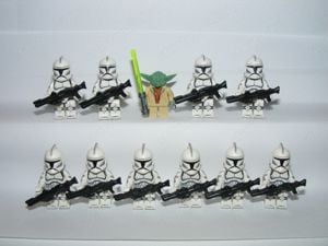 Lego Star Wars figurák Clone Trooper klón katona figura 10db + Yoda +fegyver  - kép 1