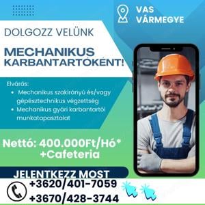 Mechanikus karbantartó álláslehetőség Vas vármegyében!