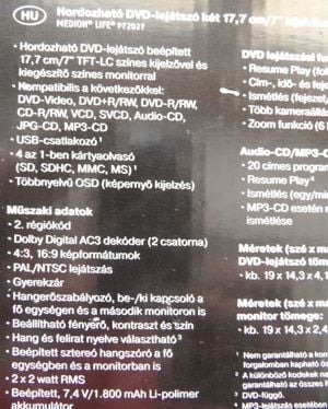 Hordozható autóban használható DVD média lejátszó 2 monitorral Veszprém - kép 6