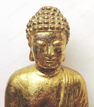 Aranyozott meditáló Buddha kerámia szobor. Értékes ritkaság - kép 7