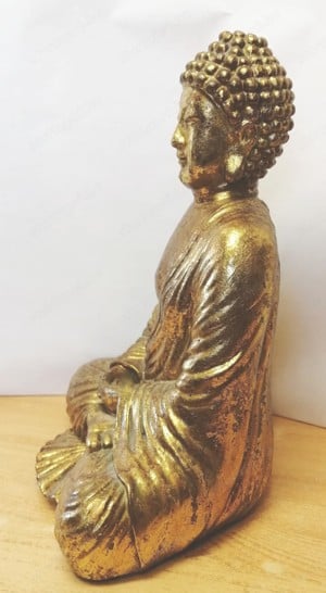 Aranyozott meditáló Buddha kerámia szobor. Értékes ritkaság - kép 4