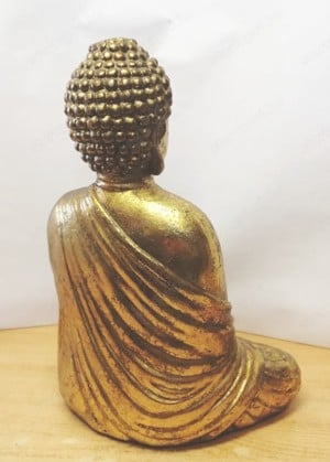 Aranyozott meditáló Buddha kerámia szobor. Értékes ritkaság - kép 5