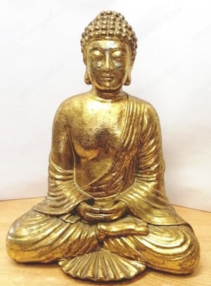 Aranyozott meditáló Buddha kerámia szobor. Értékes ritkaság - kép 2