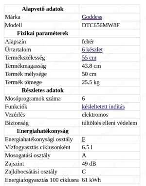 Mosogatógép 6 terítékes Áron alul eladó - kép 5