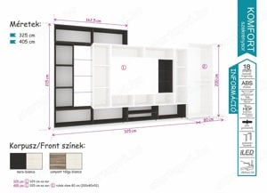 Azonnal vihető Komfort szekrénysor (405 cm) - kép 2