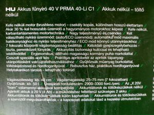 Parkside akkus fűnyíró 40 Voltos (2x20 V) dupla akkus, akku+töltő nélkül új bontatlan 3 év garancia - kép 14