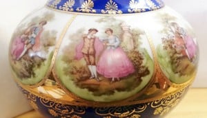 Vintage Germany ELW BAVARIA. Porcelán váza romantikus jelenetekkel, hibátlan - kép 4