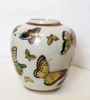 Pillangós retró japán Satsuma porcelán váza. Hibátlan különlegesség. - kép 3