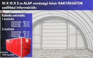 10 x 15 x 5 m-es Alap minőségű fehér Raktársátor (félkör íves) - kép 5