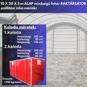 10 x 20 x 5 m-es Alap minőségű fehér Raktársátor (félkör íves) - kép 5