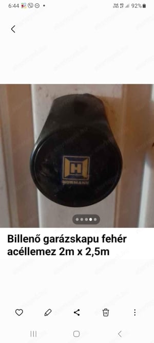 Garázsajtó Hörmann 2m x2,5m fehér acél trapéz lemez - kép 3